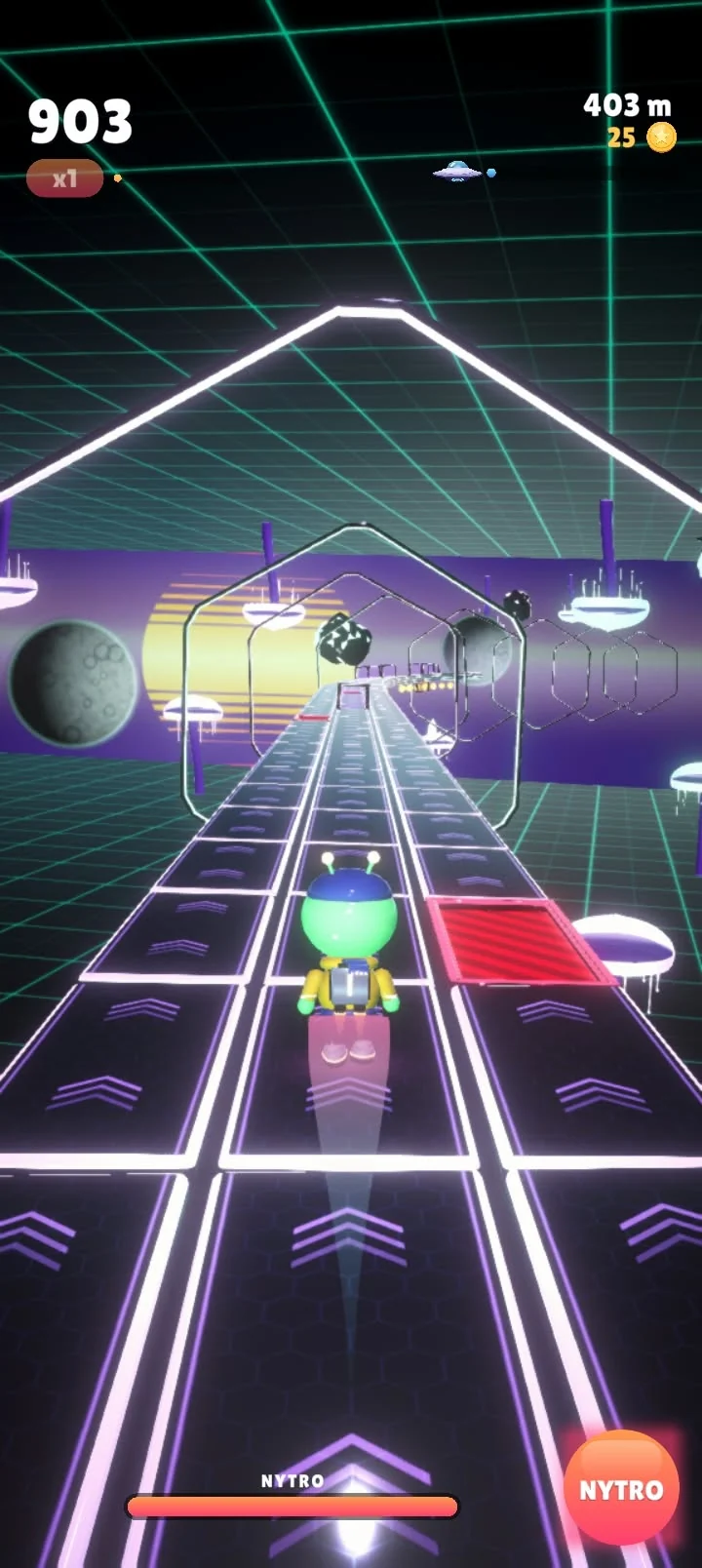 Curving neon highway in NYTRO SHIFT